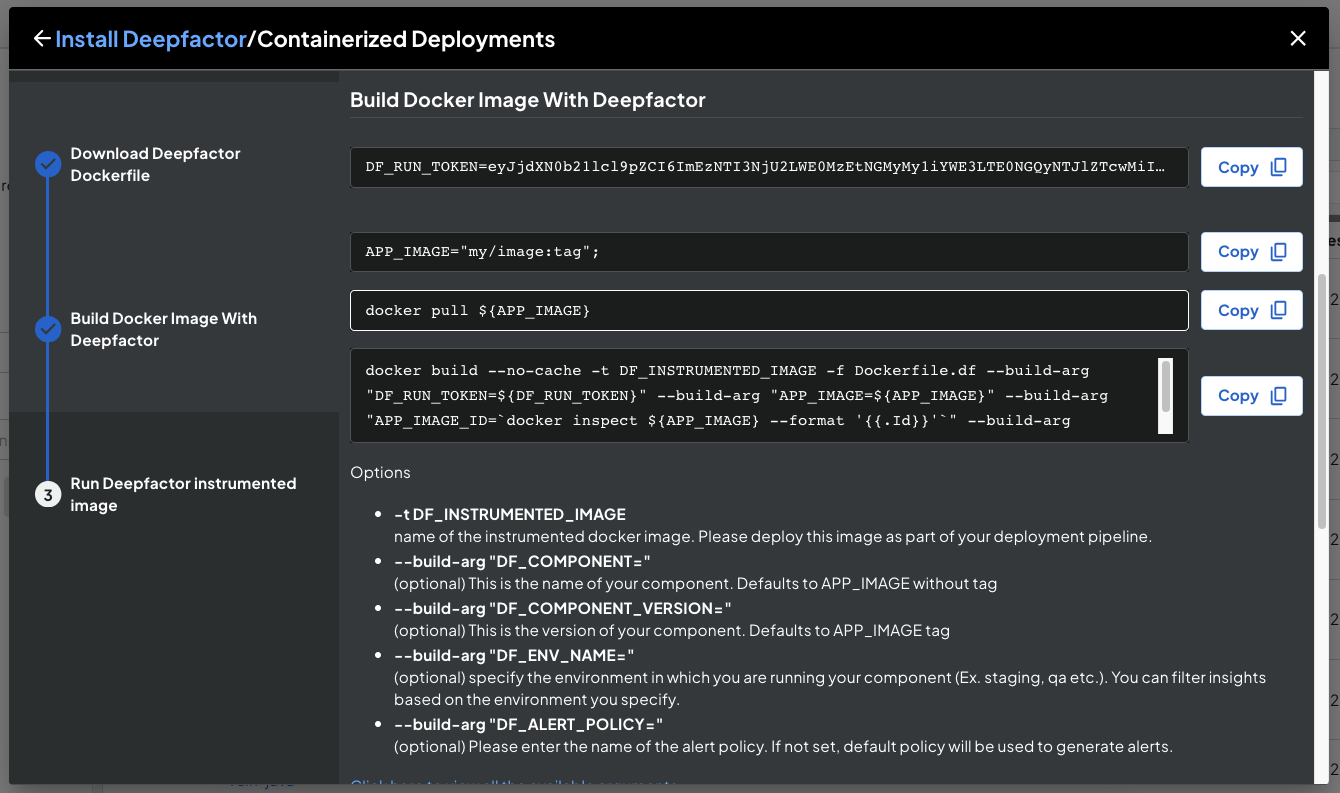 Policy option for containerized workload