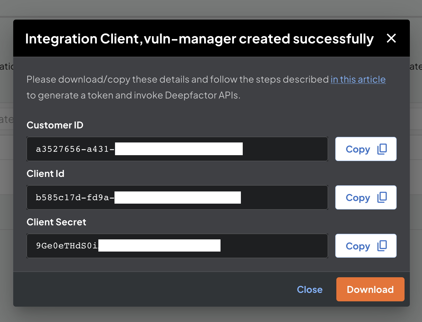 Integration Client Details