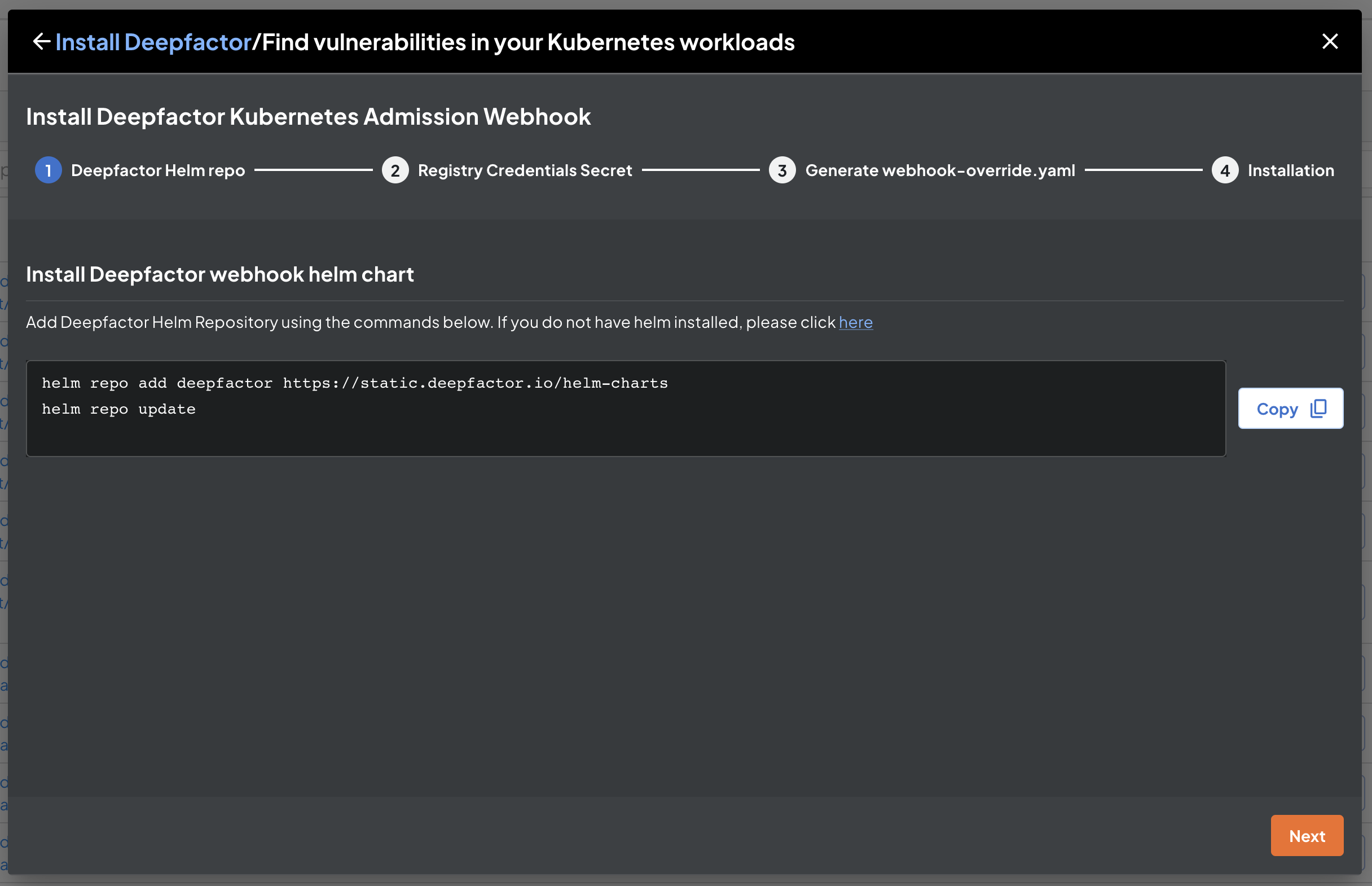 Install Deepfactor helm charts