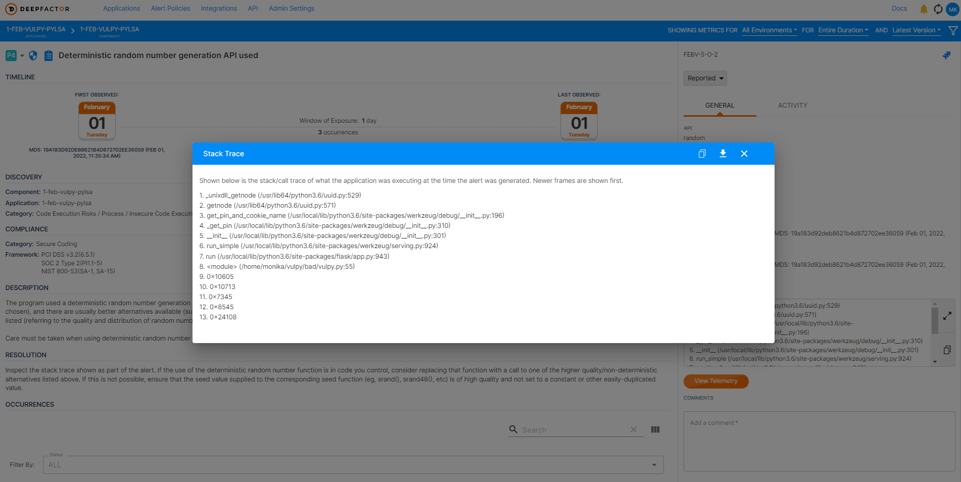 DeepFactor provides a Python LSA that can be used to provide stack trace information for the many runtime lalerts discovered in developer code.