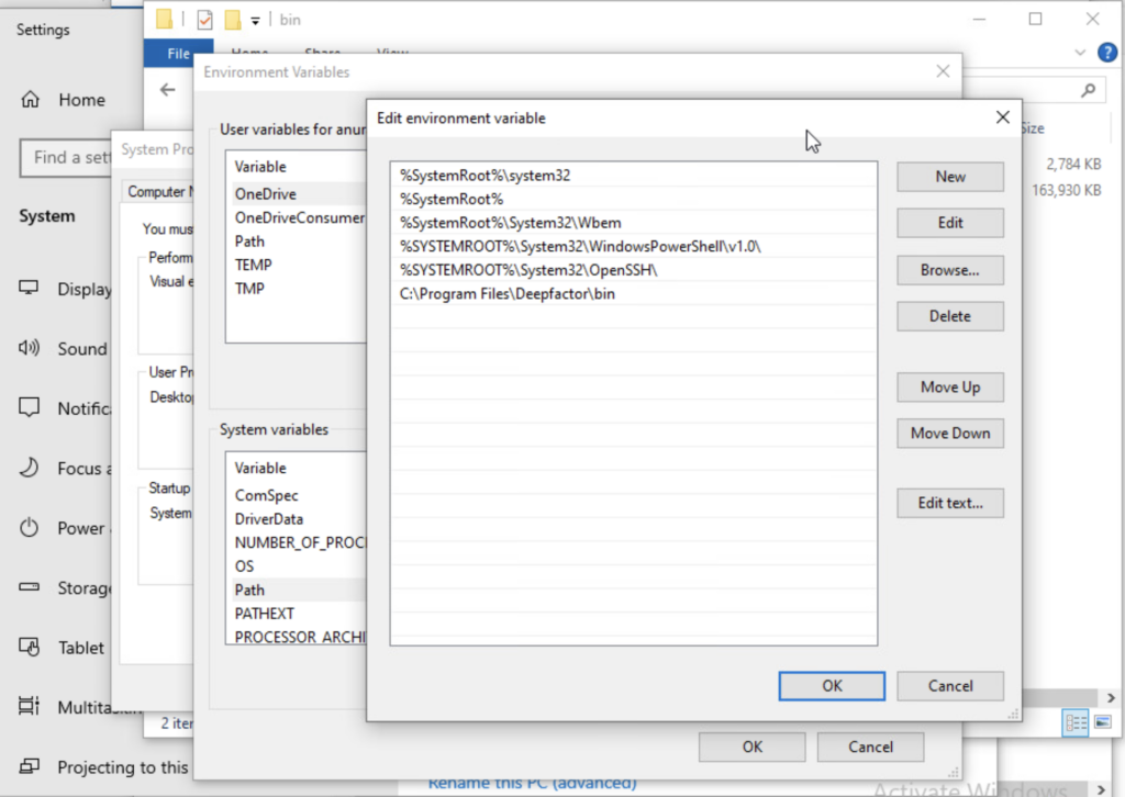 Add Deepfactor to path system variable